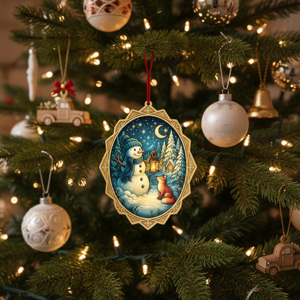 [2D FLAT ACRYLIC] Keepsake Snowman Christmas Ornament 2025 – Elegant Acrylic Holiday Decoration