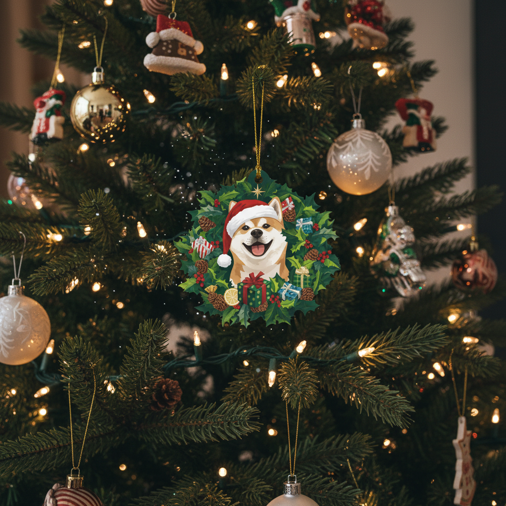 [2D FLAT ACRYLIC] Charming Akita Christmas Ornament – Holiday Decor & Gift for Dog Lovers