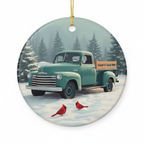 [2D FLAT ACRYLIC] Personalized Family Name Christmas Truck Ornament | Vintage Holiday Decor Keepsake