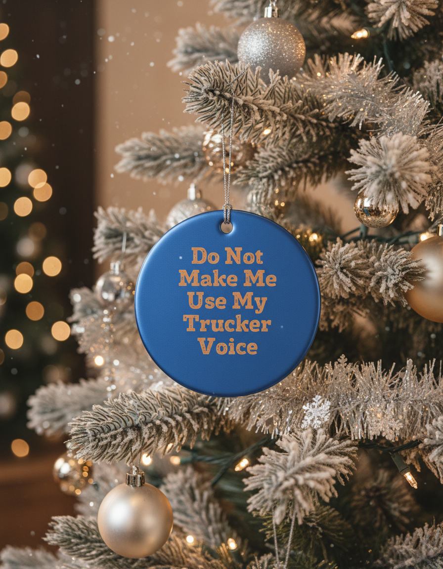 [2D FLAT ACRYLIC] Funny Trucker Christmas Ornament | Do Not Make Me Use My Trucker Voice | Truck Driver Gift