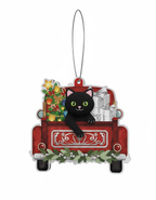 [2D FLAT ACRYLIC] Black Cat Christmas Ornament | Aluminum Holiday Decor Gift for Cat Lovers