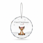 [2D FLAT ACRYLIC] Baby's First Christmas Ornament 2025 | Crystal Glass Keepsake Gift for Newborn Boy or Girl