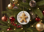 [2D FLAT ACRYLIC] 2025 Gingerbread Man Christmas Ornament – Double-Sided Ceramic Holiday Keepsake