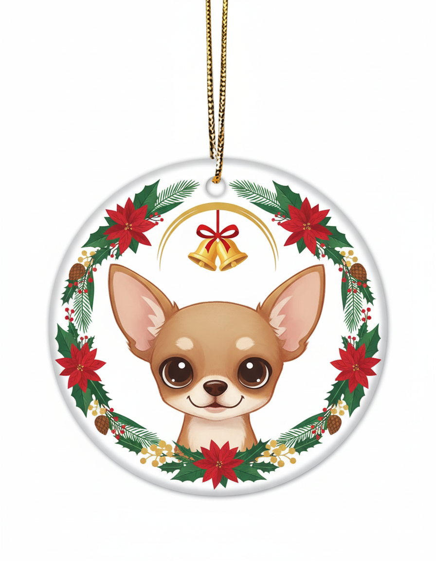 [2D FLAT ACRYLIC] Chihuahua Christmas Ornament | Double-Sided Acrylic Keepsake Gift for Dog Lovers