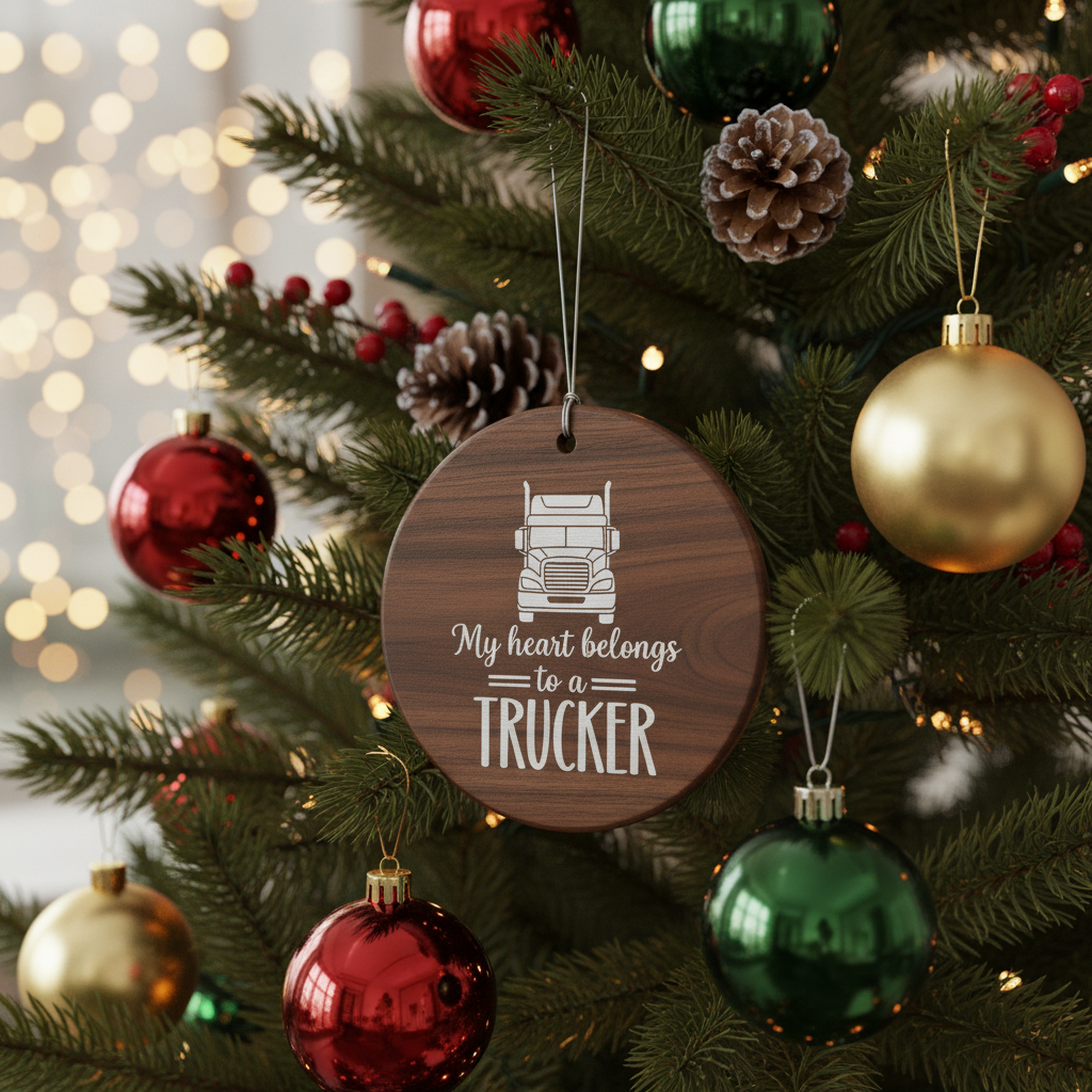 [2D FLAT ACRYLIC] Personalized Trucker Christmas Ornament | Custom Acrylic Gift for Truck Drivers