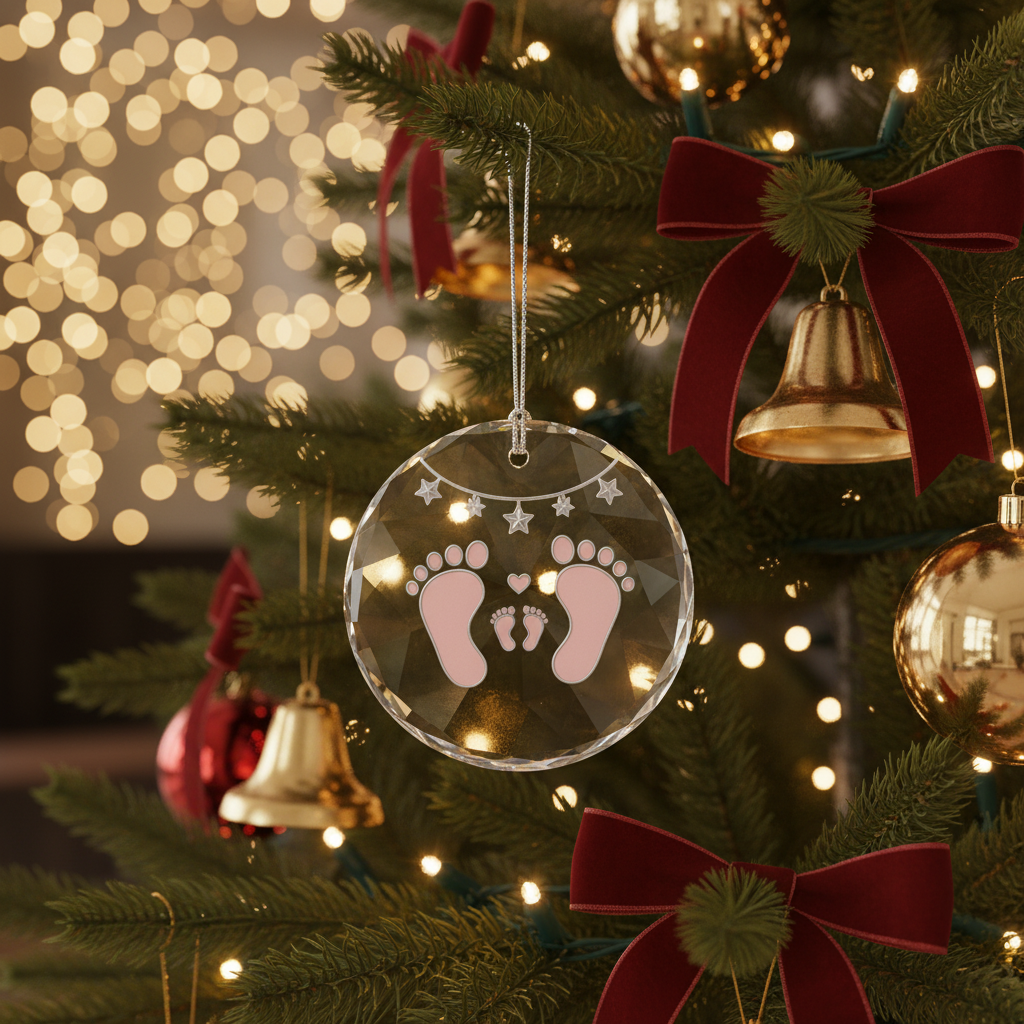 [2D FLAT ACRYLIC] Baby's First Christmas Ornament 2025 - Family of Three Keepsake Gift for New Parents