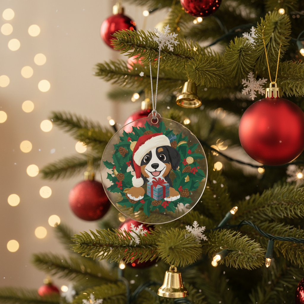 [2D FLAT ACRYLIC] Aussiedoodle Christmas Ornament – Holiday Keepsake Gift for Dog Lovers
