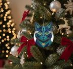 [2D FLAT ACRYLIC] Charming Tortoiseshell Cat Ornament – Faux Stained Glass Style Holiday Gift