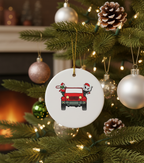 [2D FLAT ACRYLIC] Red Truck Christmas Ornament with Jack Skellington & Grinch | Holiday Decor Gift