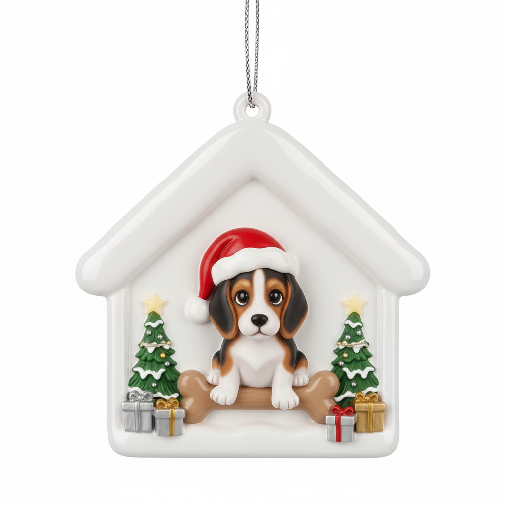 [2D FLAT ACRYLIC] Beagle Home Dog Christmas Ornament | Festive Holiday Decor for Pet Lovers
