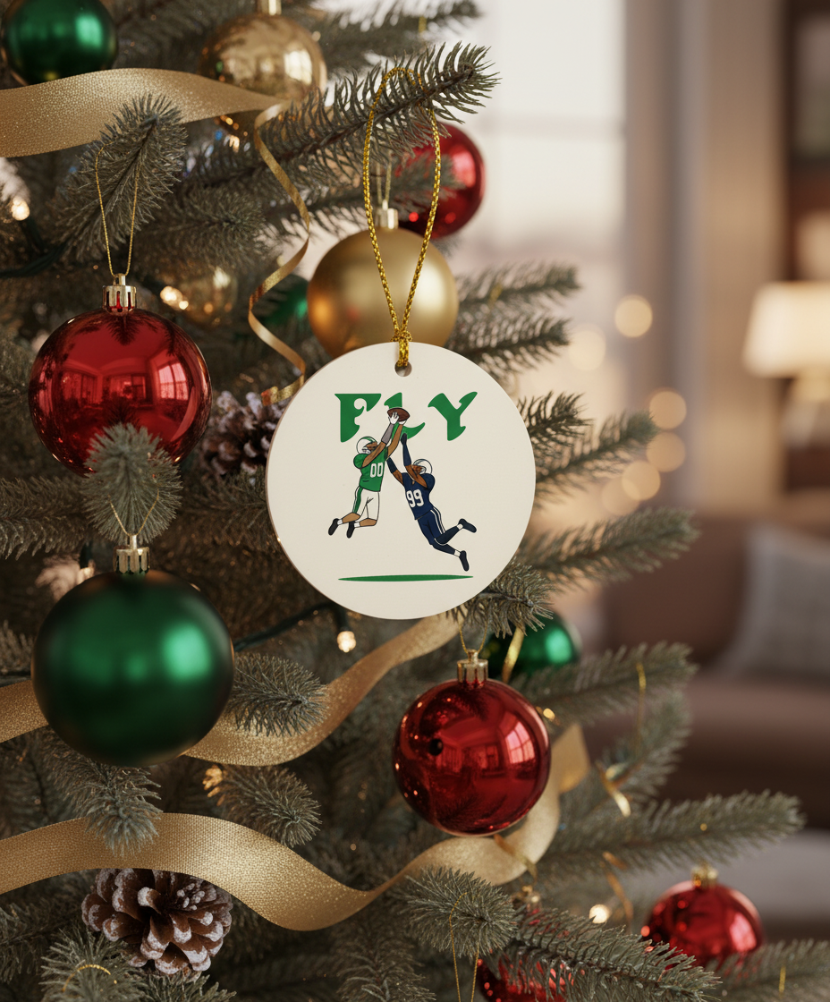 [2D FLAT ACRYLIC] Saquon Barkley Hurdle Play Football Christmas Ornament – Iconic Eagles Fan Gift