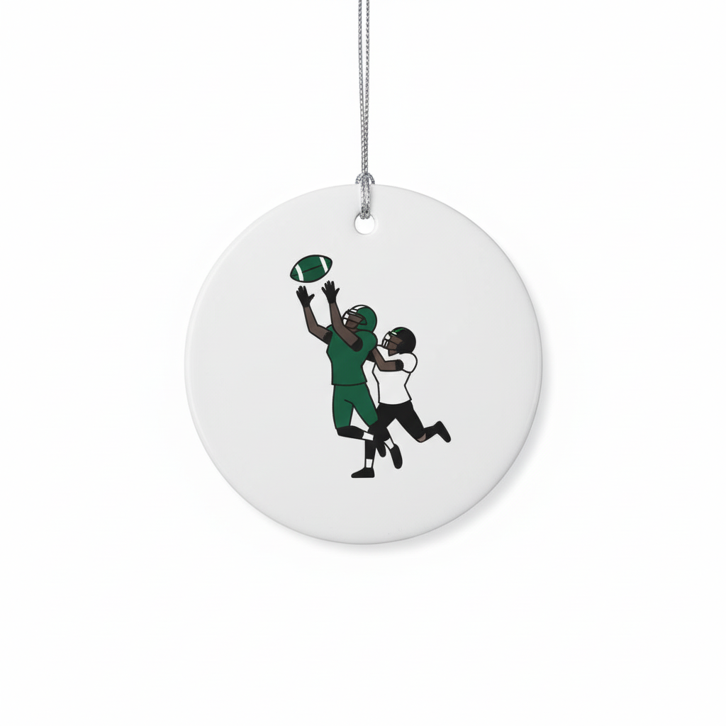 [2D FLAT ACRYLIC] Saquon Inspired Reverse Hurdle Football Ornament – Unique Ceramic Holiday Gift
