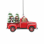 [2D FLAT ACRYLIC] Aussiedoodle Dog in Red Truck Christmas Ornament – Festive Dog Lover Gift