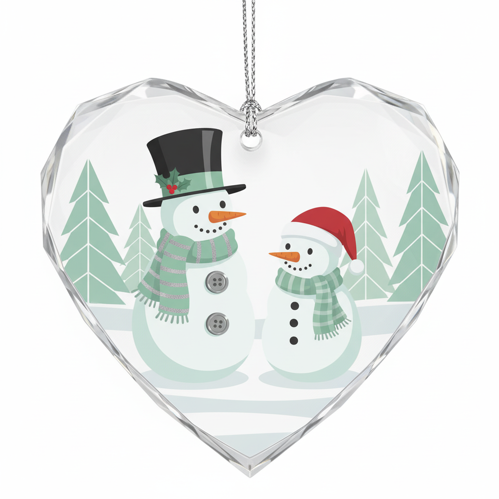 [2D FLAT ACRYLIC] Glass Snowman Christmas Ornament 2025 – Festive Holiday Keepsake Gift