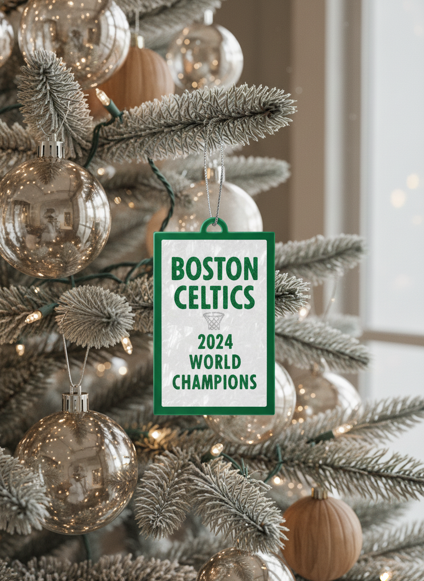 [2D FLAT ACRYLIC] Boston Celtics 2024 Championship Banner Ornament – 18-Time Champions Keepsake