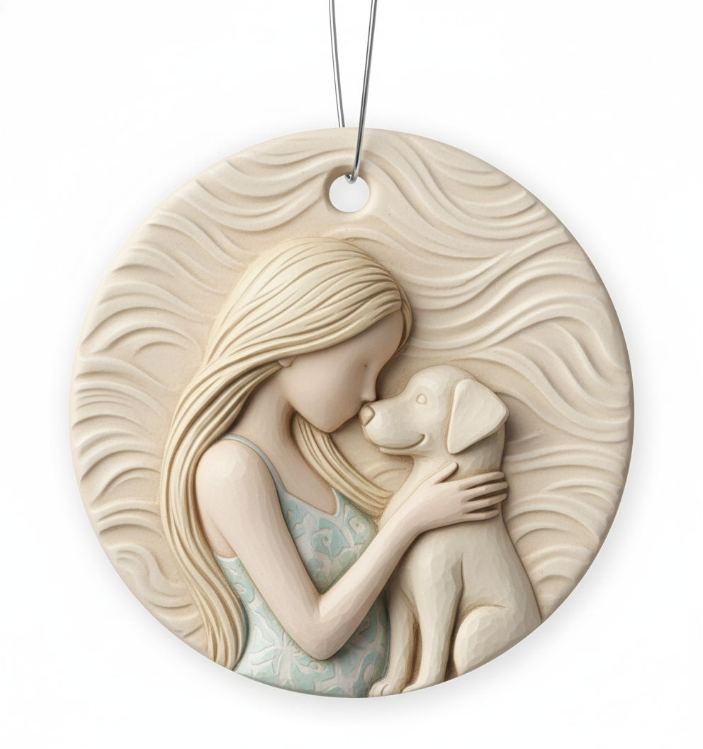 [2D FLAT ACRYLIC] Ceramic Dog Christmas Ornament 2024 | Keepsake Gift for Dog Lovers