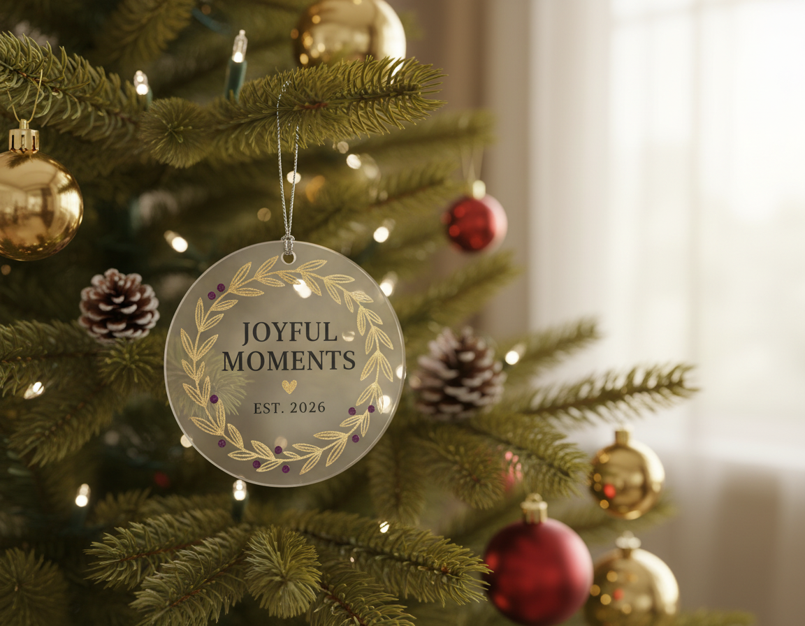 [2D FLAT ACRYLIC] Personalized Pregnancy Announcement Ornament 2025 – Keepsake Gift for Parents to Be