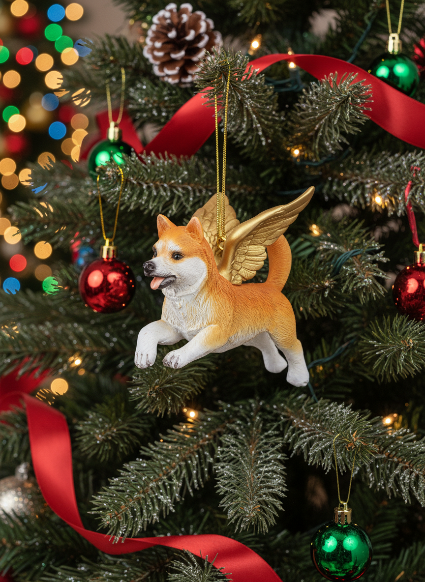 [2D FLAT ACRYLIC] Angel Welsh Corgi Christmas Ornament | Dog Memorial Holiday Decor