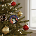 [2D FLAT ACRYLIC] Personalized Tuxedo Cat Stained Glass Ornament – Double-Sided Ceramic Holiday Decor