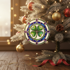 [2D FLAT ACRYLIC] Four Leaf Clover Stained Glass Style Ornament – Personalized Lucky Charm Gift