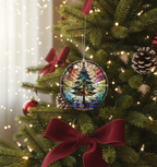 [2D FLAT ACRYLIC] 2025 Stained Glass Style Christmas Ornament – Fun Acrylic Holiday Keepsake Gift