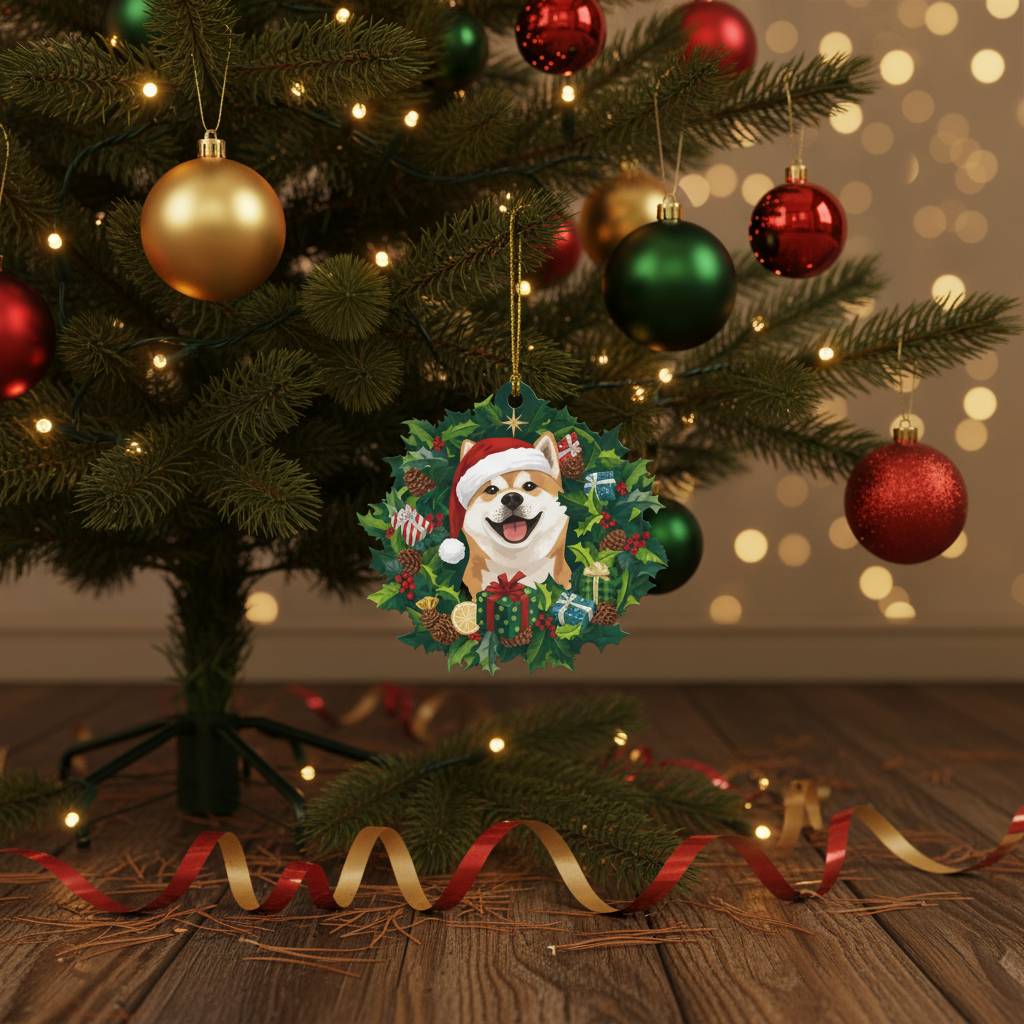 [2D FLAT ACRYLIC] Charming Akita Christmas Ornament – Holiday Decor & Gift for Dog Lovers