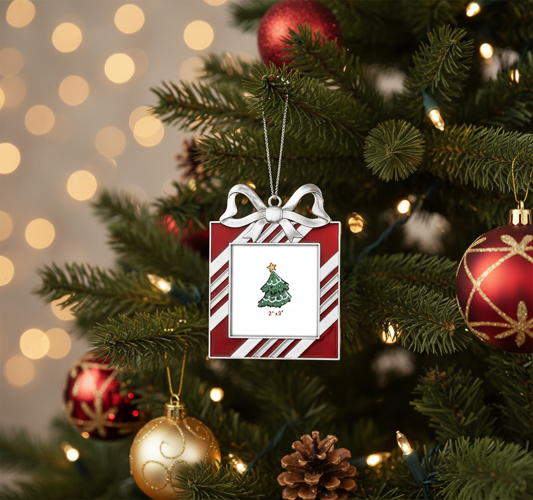 [2D FLAT ACRYLIC] Sparkling Christmas Picture Frame Ornament – Holiday Keepsake Gift