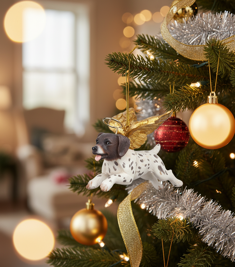 [2D FLAT ACRYLIC] Angel Pointer Christmas Ornament – Elegant Dog Angel Holiday Decoration, Memorial Keepsake for Dog Lovers