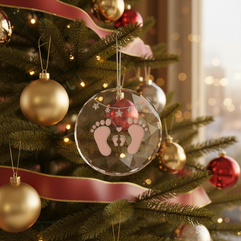 [2D FLAT ACRYLIC] Baby's First Christmas Ornament 2025 - Family of Three Keepsake Gift for New Parents