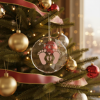 [2D FLAT ACRYLIC] Baby's First Christmas Ornament 2025 - Family of Three Keepsake Gift for New Parents