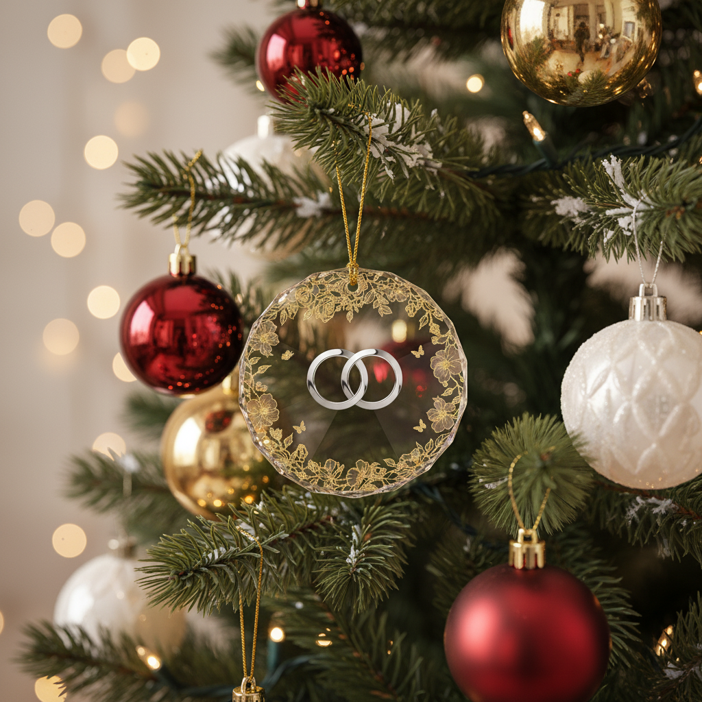 [2D FLAT ACRYLIC] 50th Wedding Anniversary Glass Ornament 2025 – Keepsake Gift for Couples