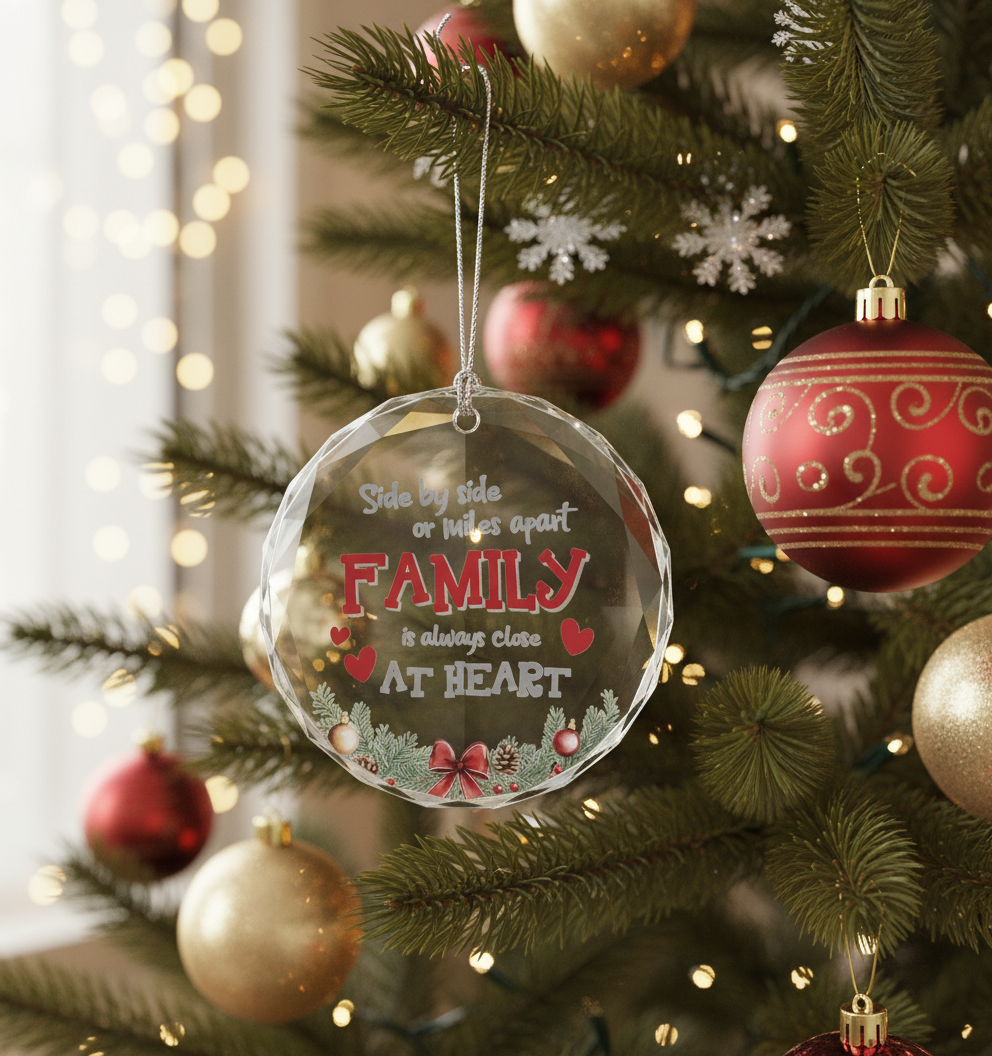 [2D FLAT ACRYLIC] "Close at Heart" Family Christmas Ornament - Keepsake Gift for Loved Ones