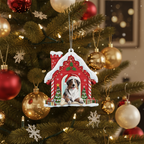 [2D FLAT ACRYLIC] Australian Shepherd Christmas Ornament 2025 | Red Aluminum Holiday Decoration for Dog Lovers