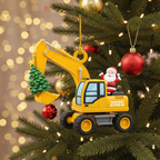 [2D FLAT ACRYLIC] Personalized Excavator Christmas Ornament | Custom Holiday Gift for Boys & Builders