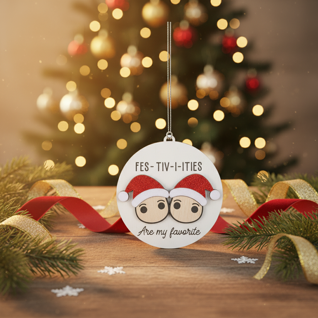 [2D FLAT ACRYLIC] Personalized Christmas Village Ornament – Custom Family Name Keepsake