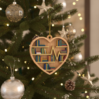 [2D FLAT ACRYLIC] Bookshelf Heart Ornament – Charming Gift for Book Lovers & Readers
