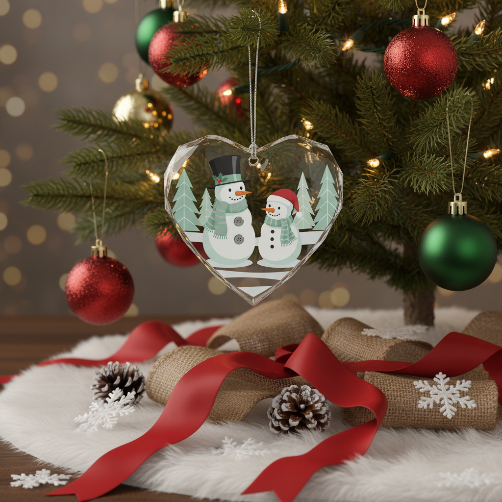 [2D FLAT ACRYLIC] Glass Snowman Christmas Ornament 2025 – Festive Holiday Keepsake Gift