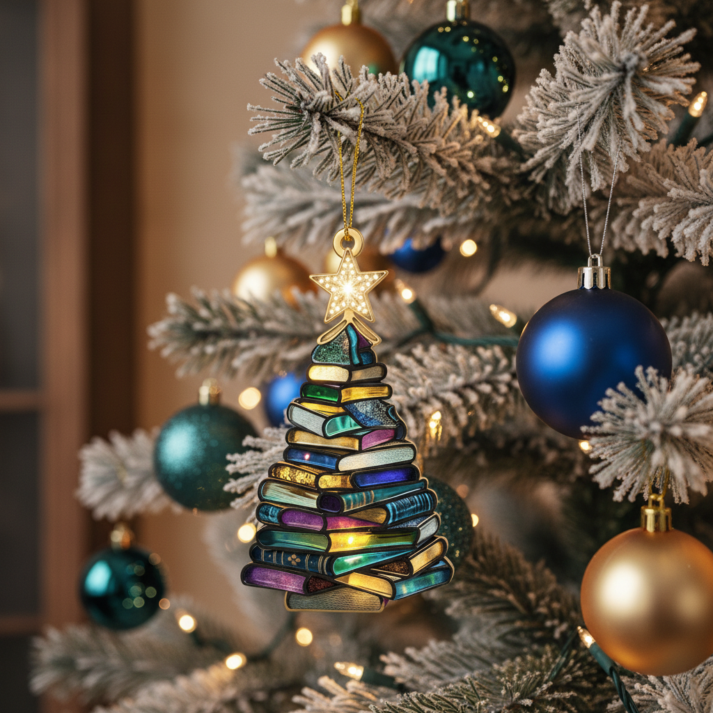 [2D FLAT ACRYLIC] Personalized Book Cover Ornament – Custom Christmas Keepsake Gift for Book Lovers