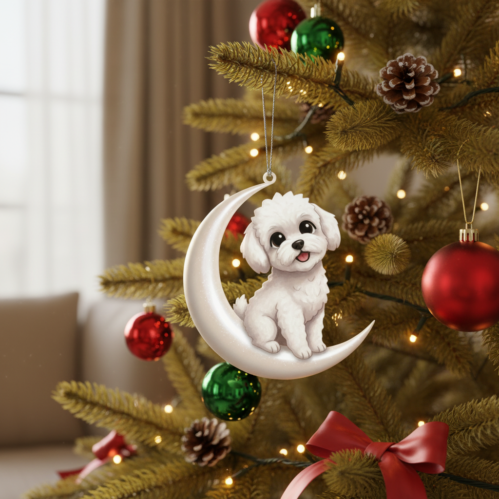 [2D FLAT ACRYLIC] Bichon Dog Memorial Ornament | In Loving Memory Christmas Keepsake Gift