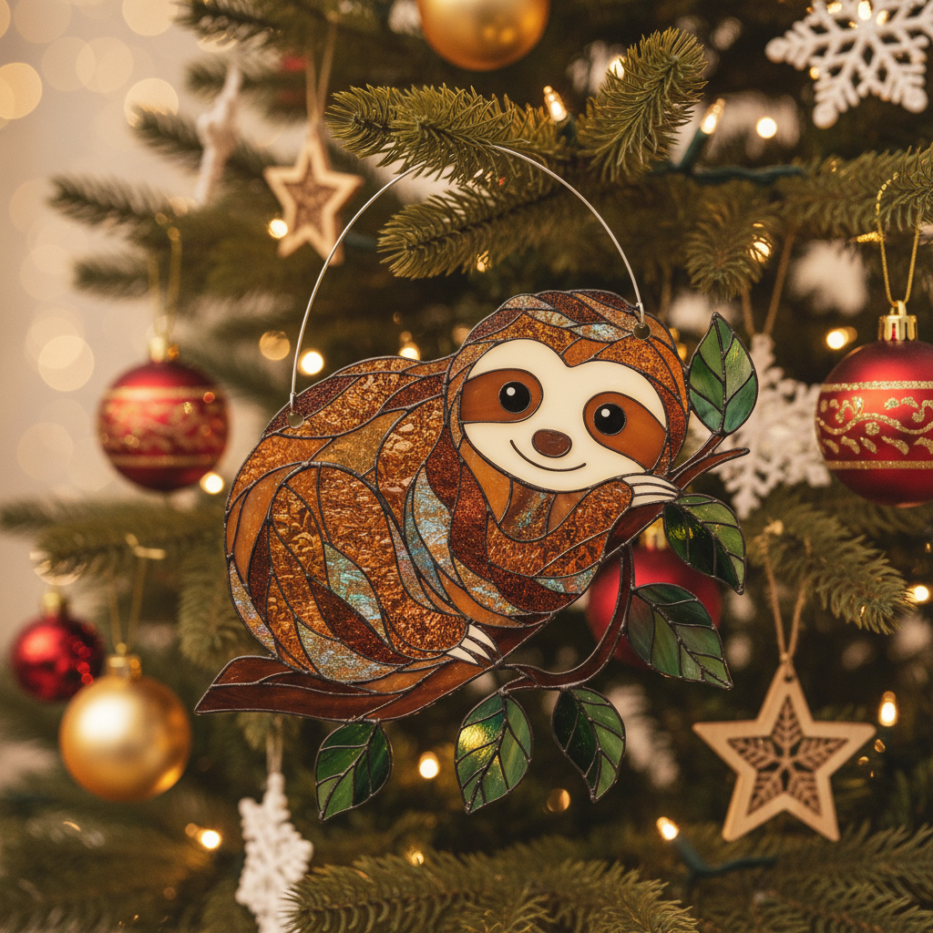 [2D FLAT ACRYLIC] Charming Sloth Hanging Ornament – Acrylic Window Decor & Gift for Sloth Lovers