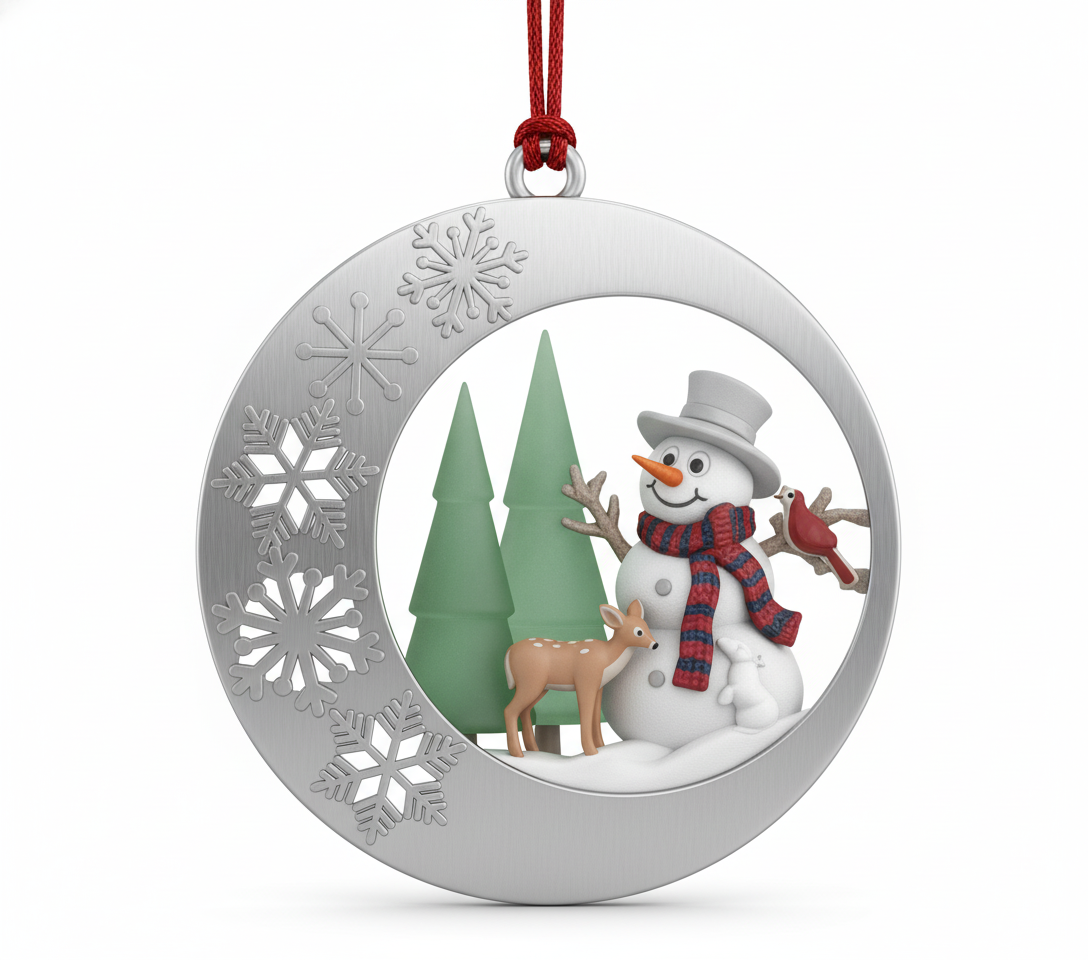 [2D FLAT ACRYLIC] 2025 Snowman Christmas Ornament – Handcrafted Metal Keepsake for Xmas Tree