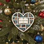 [2D FLAT ACRYLIC] Heart-Shaped Bookshelf Ornament – Christmas Gift for Book Lovers & Readers