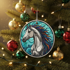 [2D FLAT ACRYLIC] Ceramic Horse Christmas Ornament – Gift for Equestrian Lovers