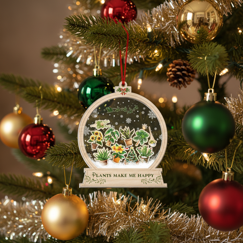 [2D FLAT ACRYLIC] Gardening Shaker Christmas Ornament 2025 – Unique Holiday Gift for Plant Lovers