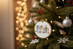 [2D FLAT ACRYLIC] Blue Dog Family Christmas Ornament – 2024 Personalized Keepsake Gift for Cartoon Lovers