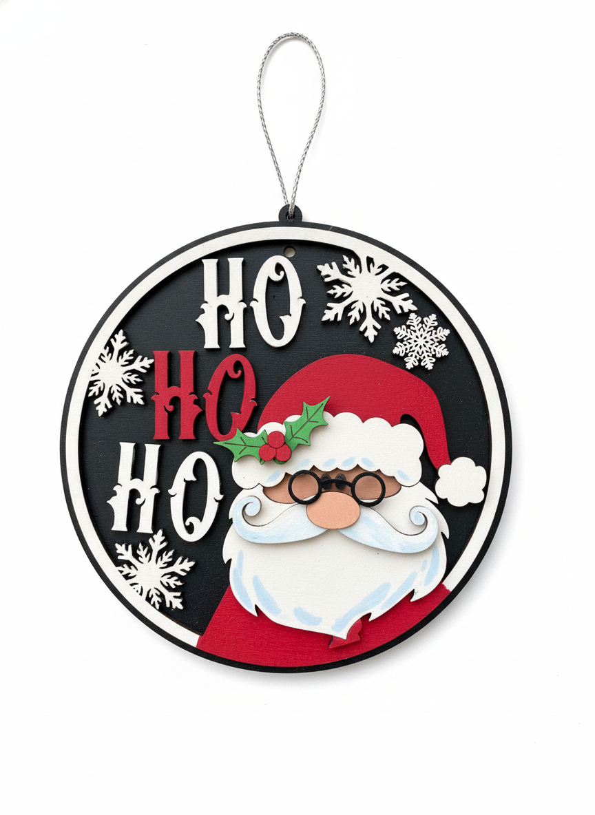 [2D FLAT ACRYLIC] Santa Christmas Round Door Hanger