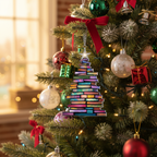 [2D FLAT ACRYLIC] Book Tree Christmas Ornament – Unique Gift for Book Lovers and Librarians