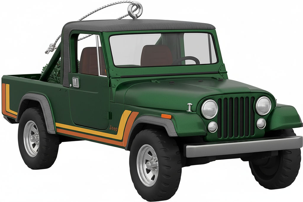 [2D FLAT ACRYLIC] Hallmark 1982 Jeep Scrambler Christmas Ornament | 25th in All-American Trucks Series