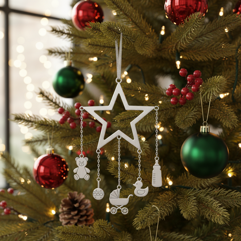 [2D FLAT ACRYLIC] Baby's First Christmas Ornament 2025 – Newborn Mobile Keepsake Gift