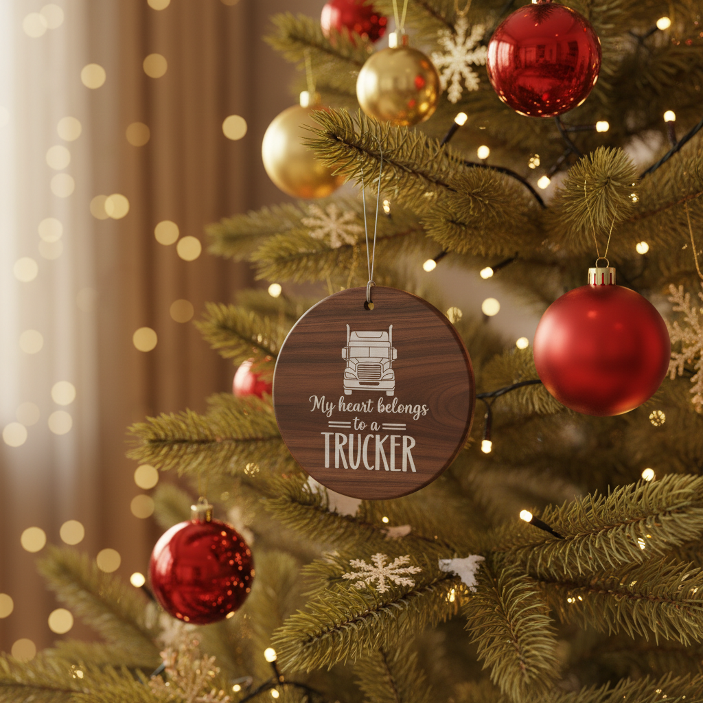 [2D FLAT ACRYLIC] Personalized Trucker Christmas Ornament | Custom Acrylic Gift for Truck Drivers